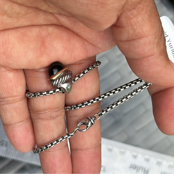 David Yurman 14k Gold & Sterling Silver Acorn Onyx Pendant & Necklace ✨FORM✨ - Picture 10 of 10